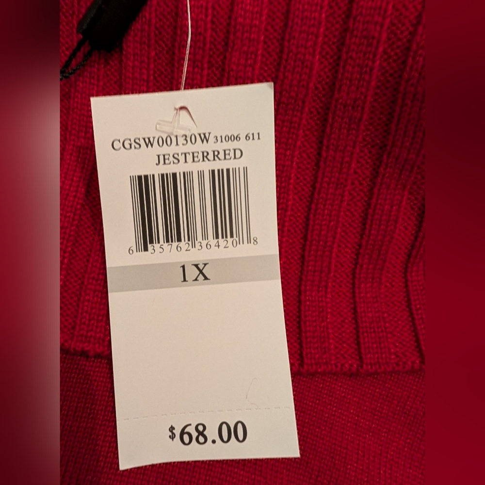 Cable And Gauge Women's Red Sweater 1X New - Picture 2 of 8